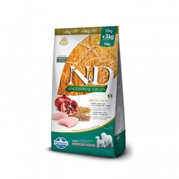 Farmina N&D dog AG SELECTION adult medium & maxi, chicken, spelt, oats & pomegranate 12 kg + 3 kg Farmina - 1